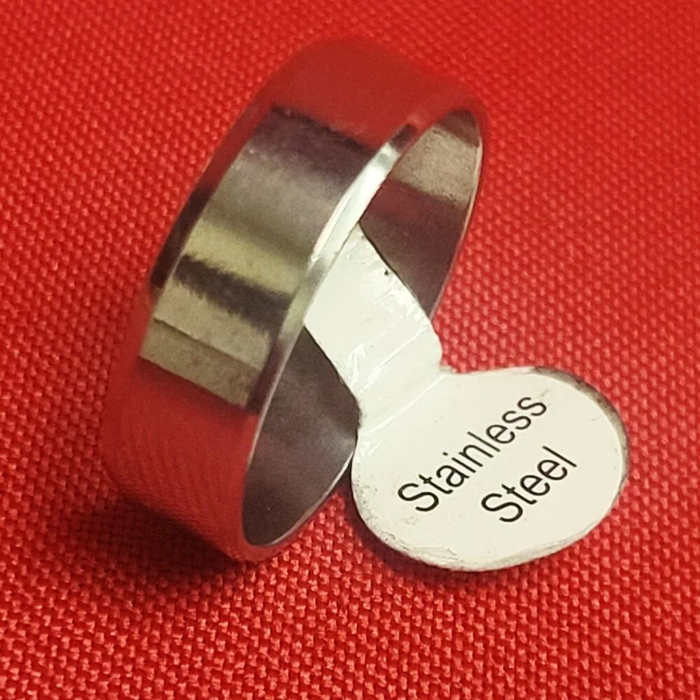 Stainless Steel Wide Band Ring Size 22 Silver Tone Unisex
